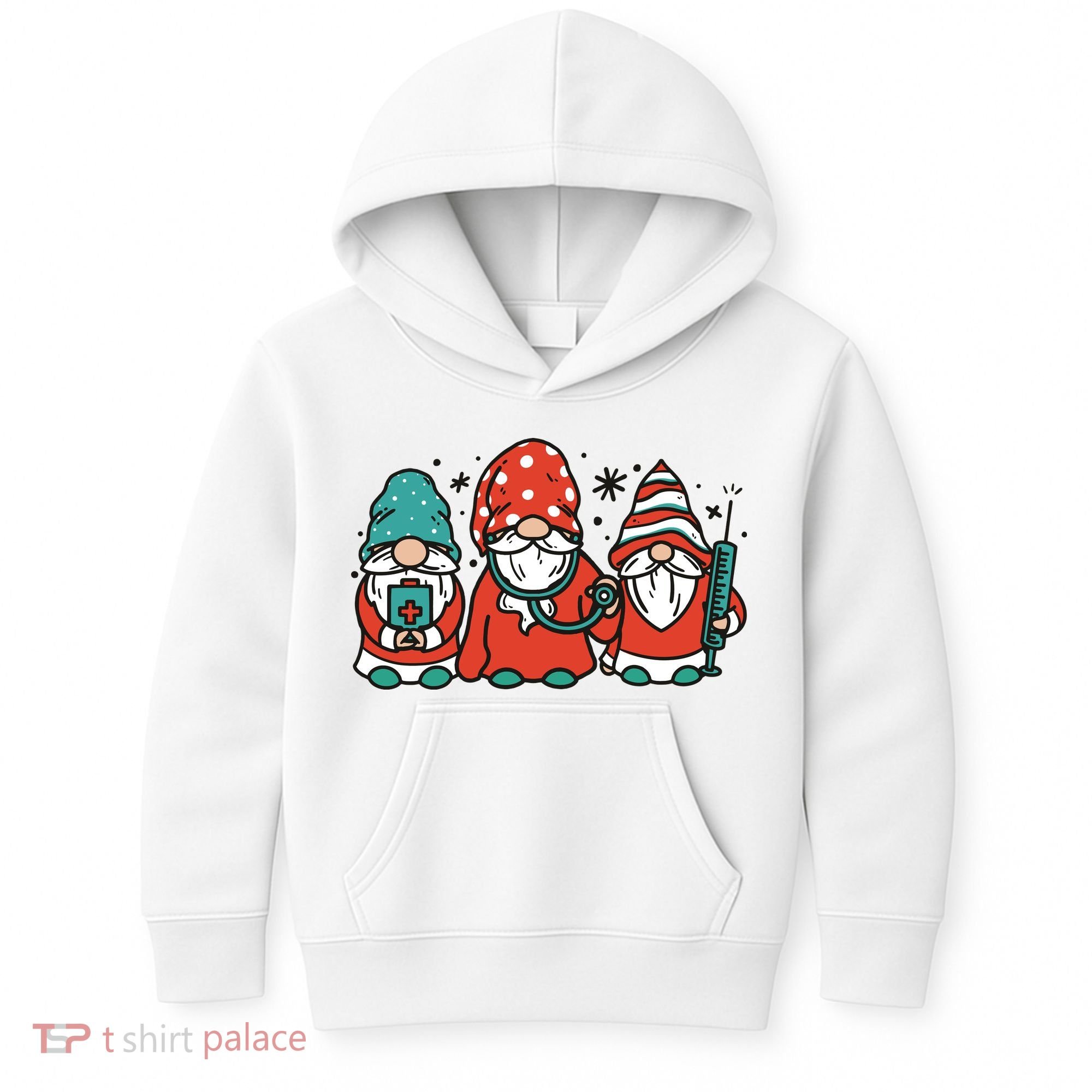 Christmas Nurse Gnomes Holiday Kids Hoodie