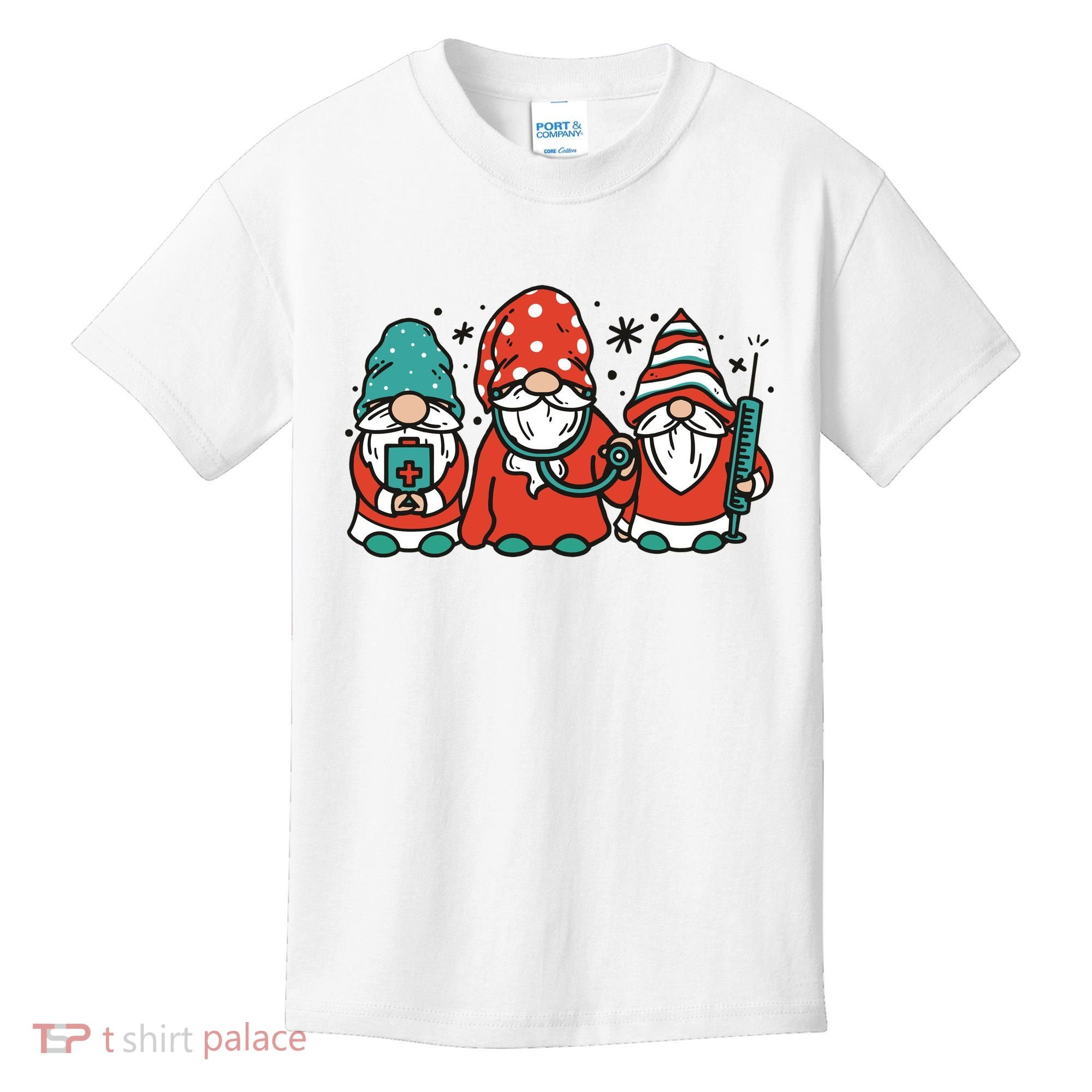 Christmas Nurse Gnomes Holiday Kids T-Shirt
