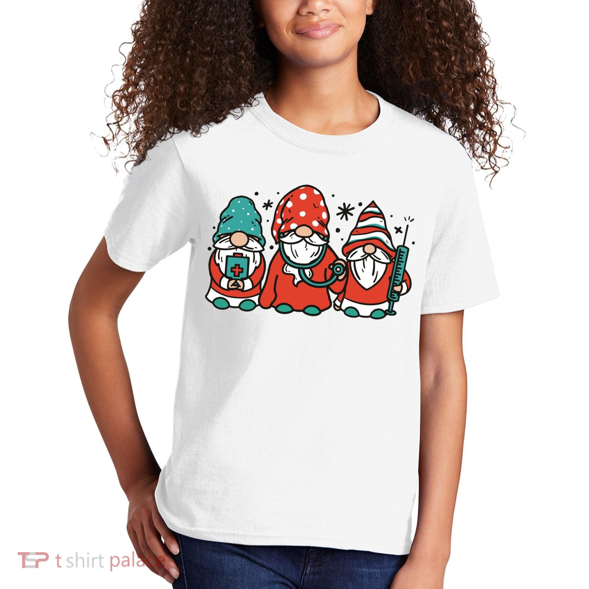 Christmas Nurse Gnomes Holiday Kids T-Shirt