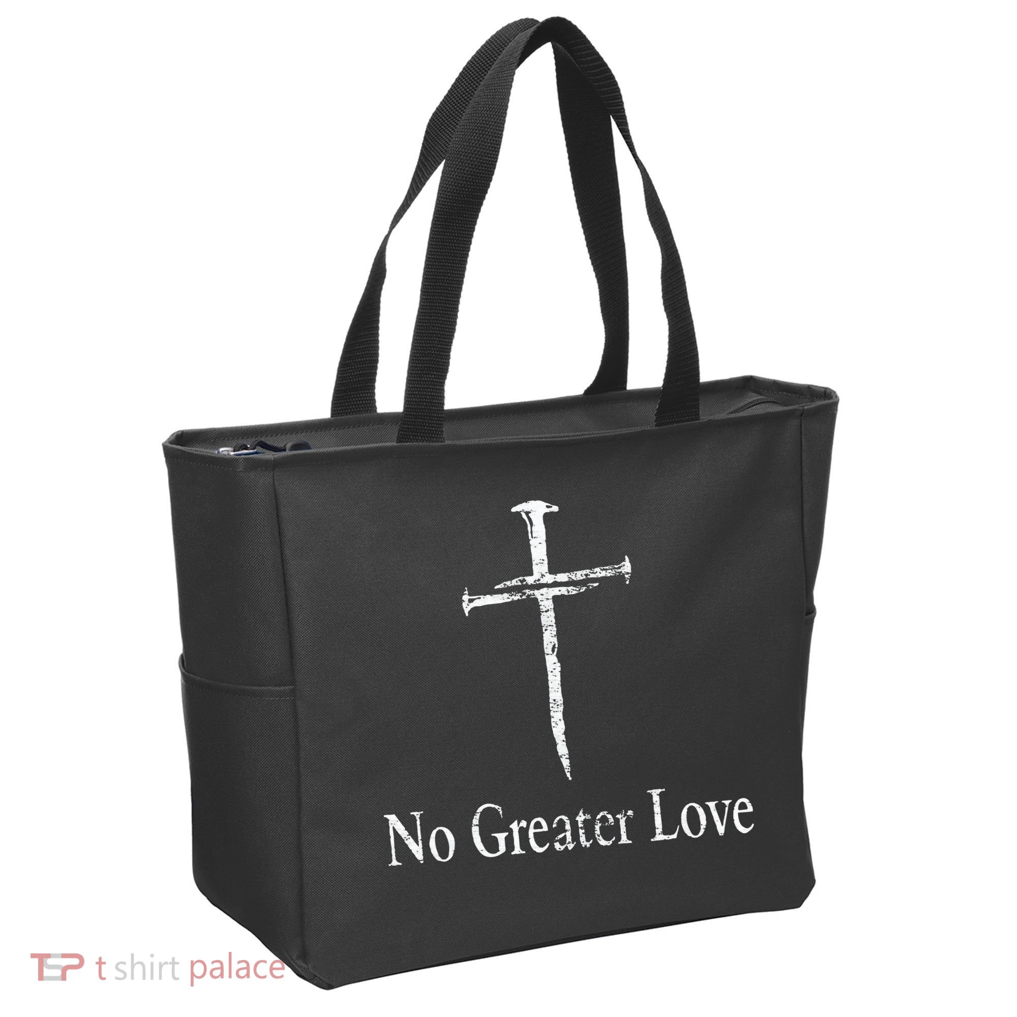 Christian No Greater Love Distressed Cross Easter Tote Bag