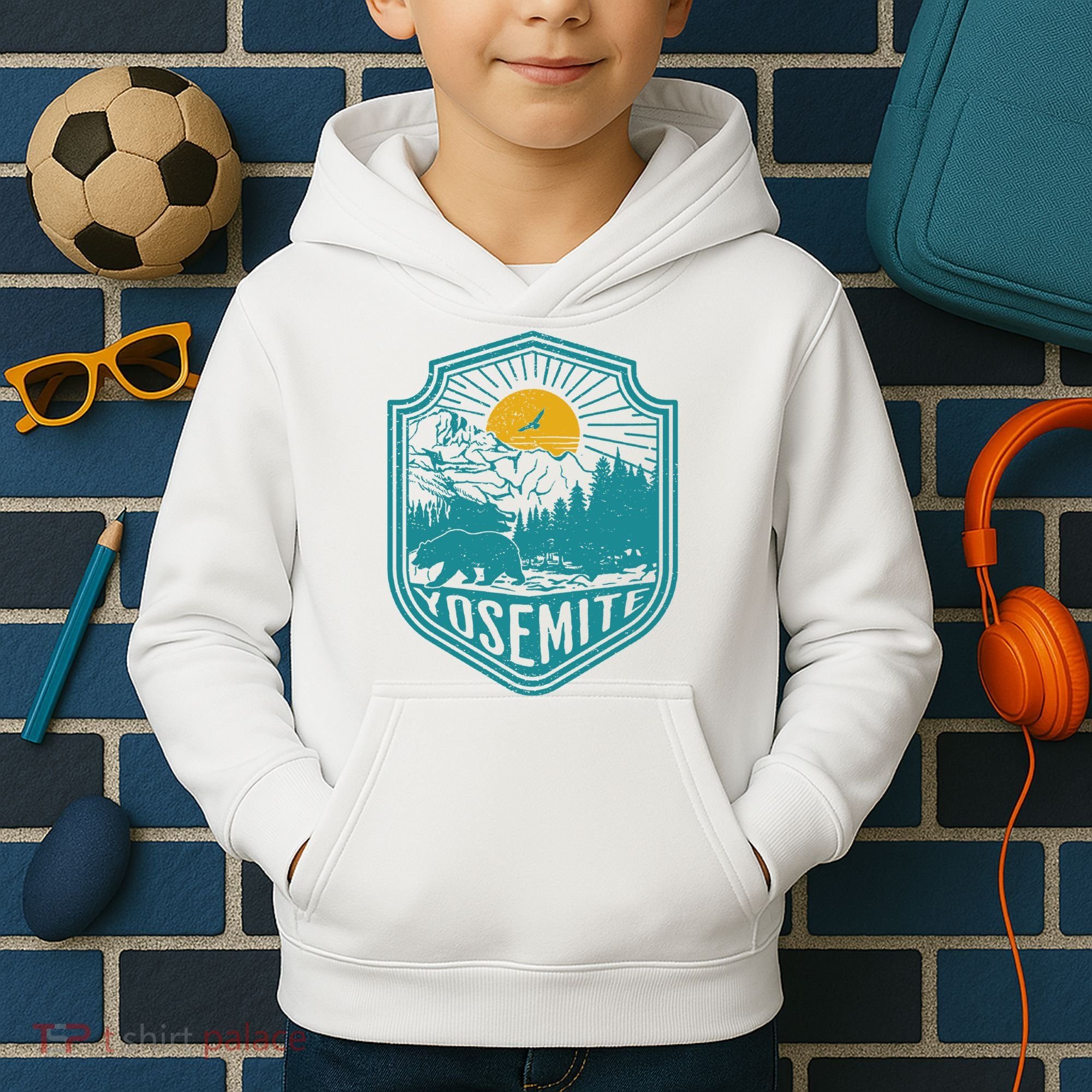 California Nature Hiking Outdoors Gift Yosemite National Park Kids Hoodie