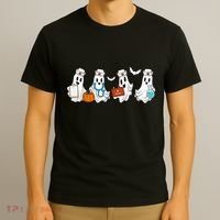 Cute Nurse Halloween Ghost T-Shirt thumb 3