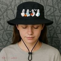 Cute Nurse Halloween Ghost Bucket Hat thumb 3