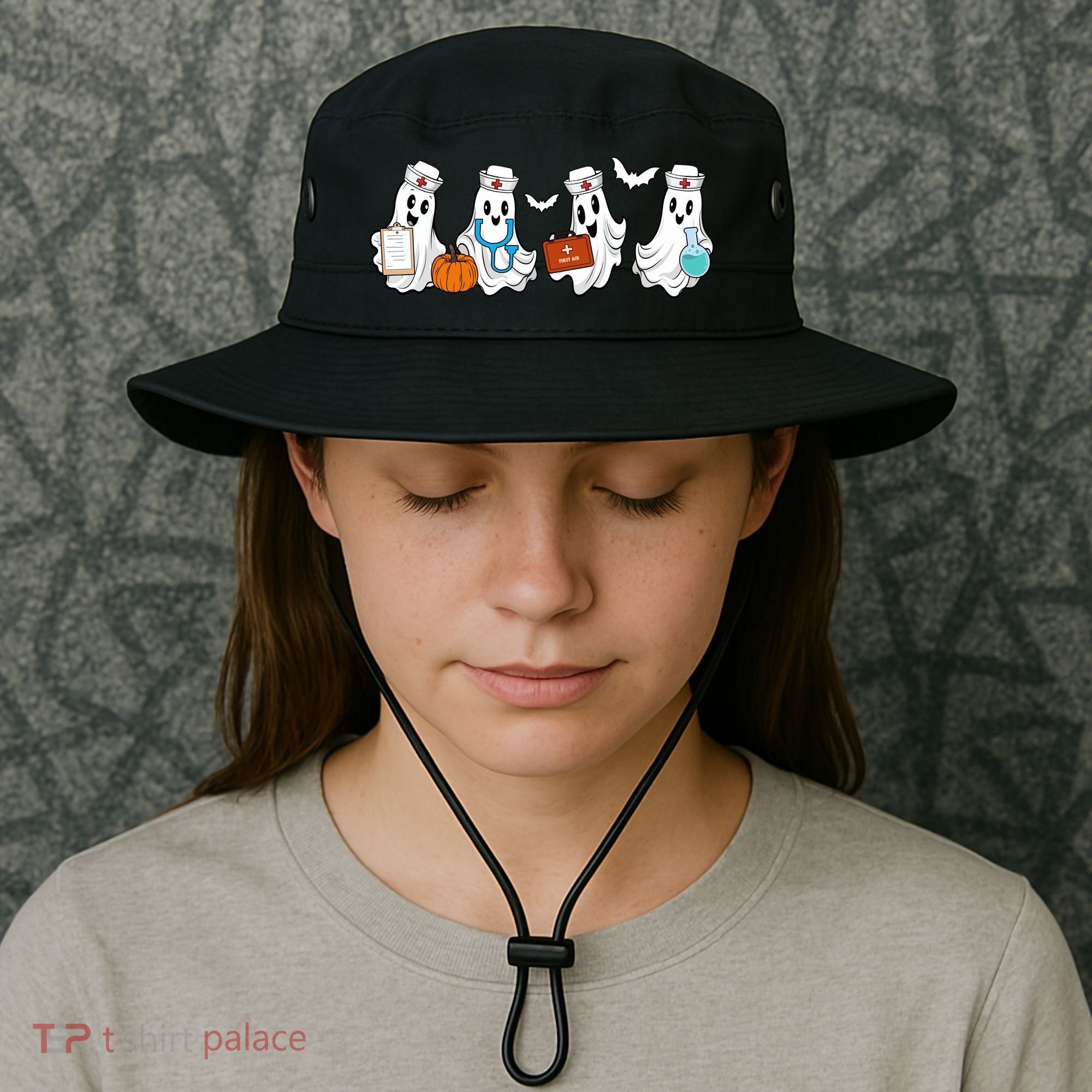 Cute Nurse Halloween Ghost Bucket Hat