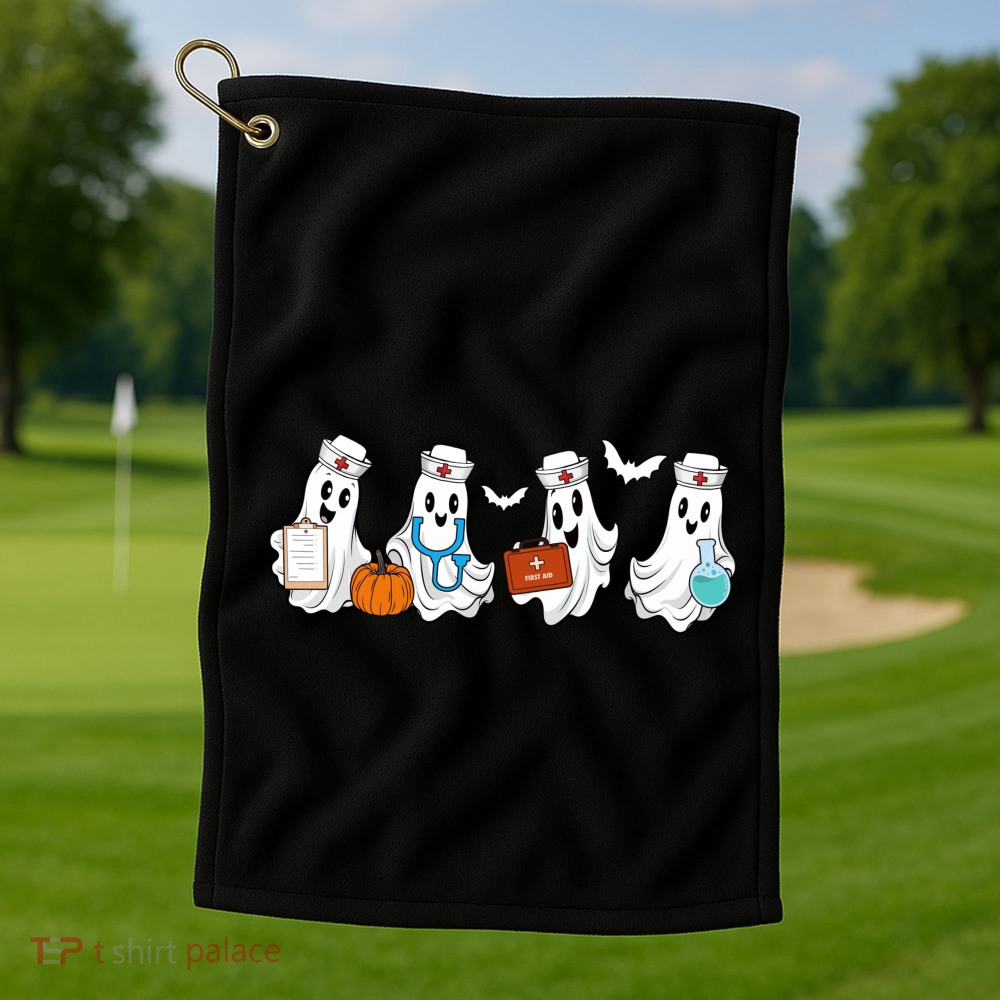 Cute Nurse Halloween Ghost Golf Towel