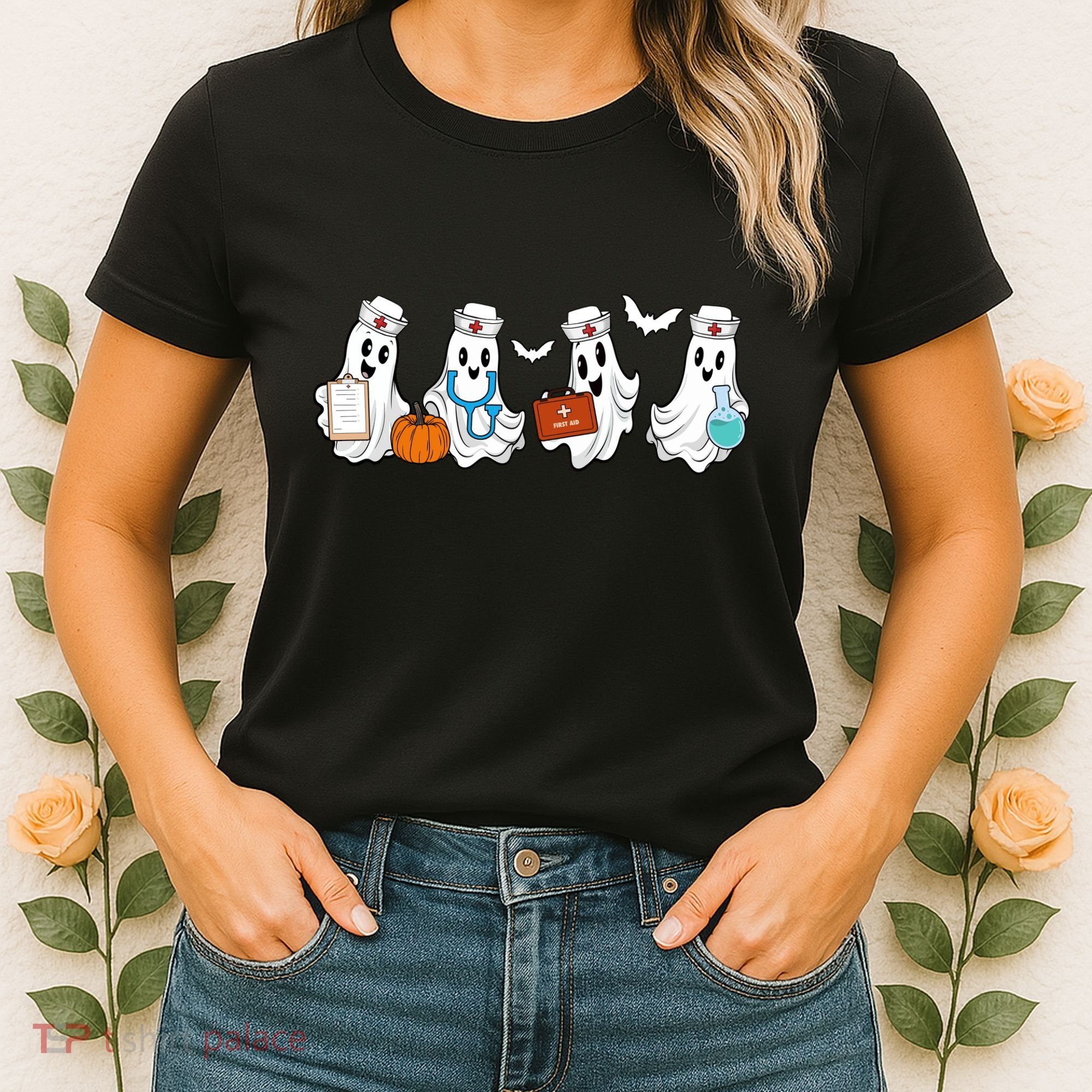 Cute Nurse Halloween Ghost Women's T-Shirt