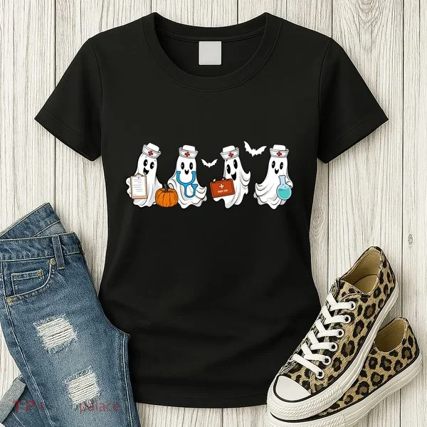 Cute Nurse Halloween Ghost Women's T-Shirt