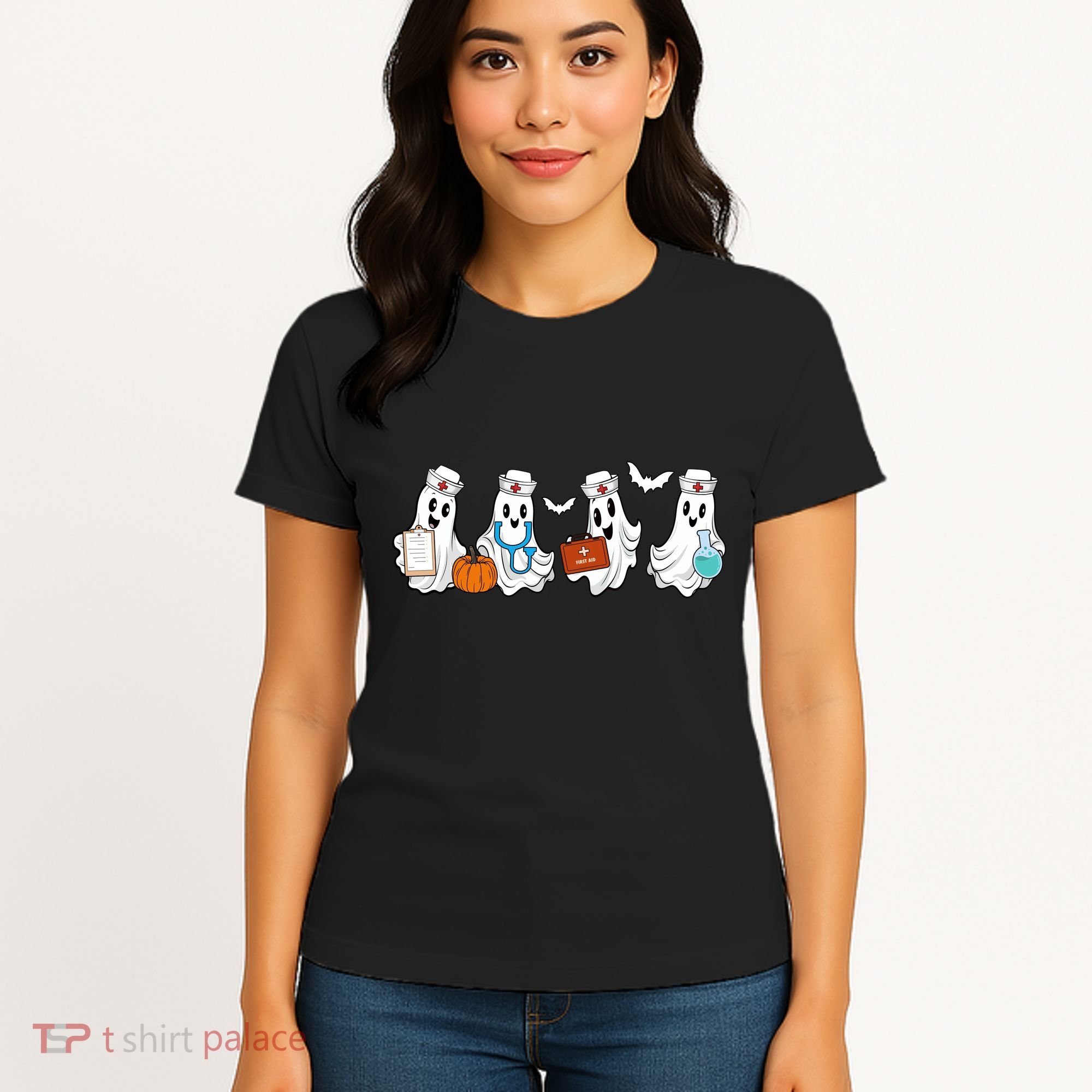 Cute Nurse Halloween Ghost Women's T-Shirt