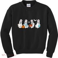 Cute Nurse Halloween Ghost Kids Sweatshirt thumb 0
