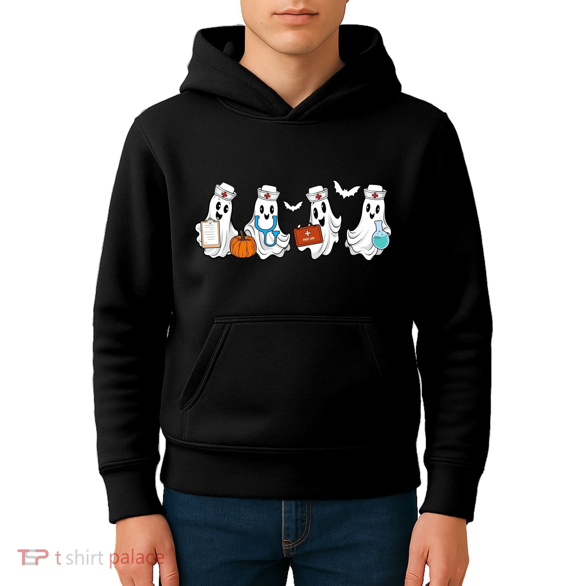 Cute Nurse Halloween Ghost Kids Hoodie