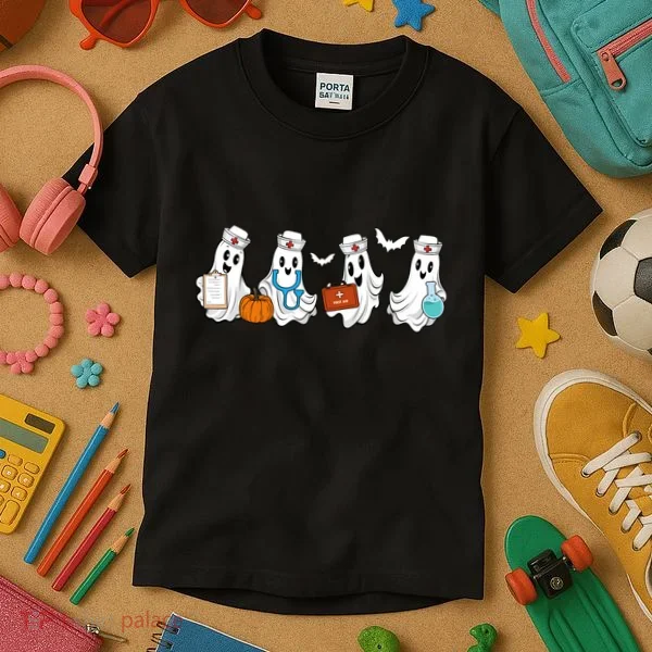 Cute Nurse Halloween Ghost Kids T-Shirt