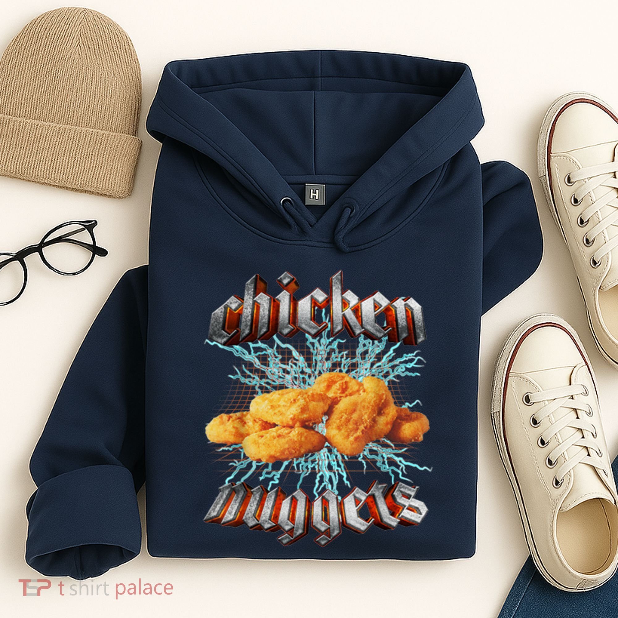 Chicken Nuggets Heavy Metal Funny Hoodie