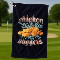 Chicken Nuggets Heavy Metal Funny Golf Towel thumb 1