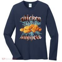 Chicken Nuggets Heavy Metal Funny Women's Long Sleeve Shirt thumb 0