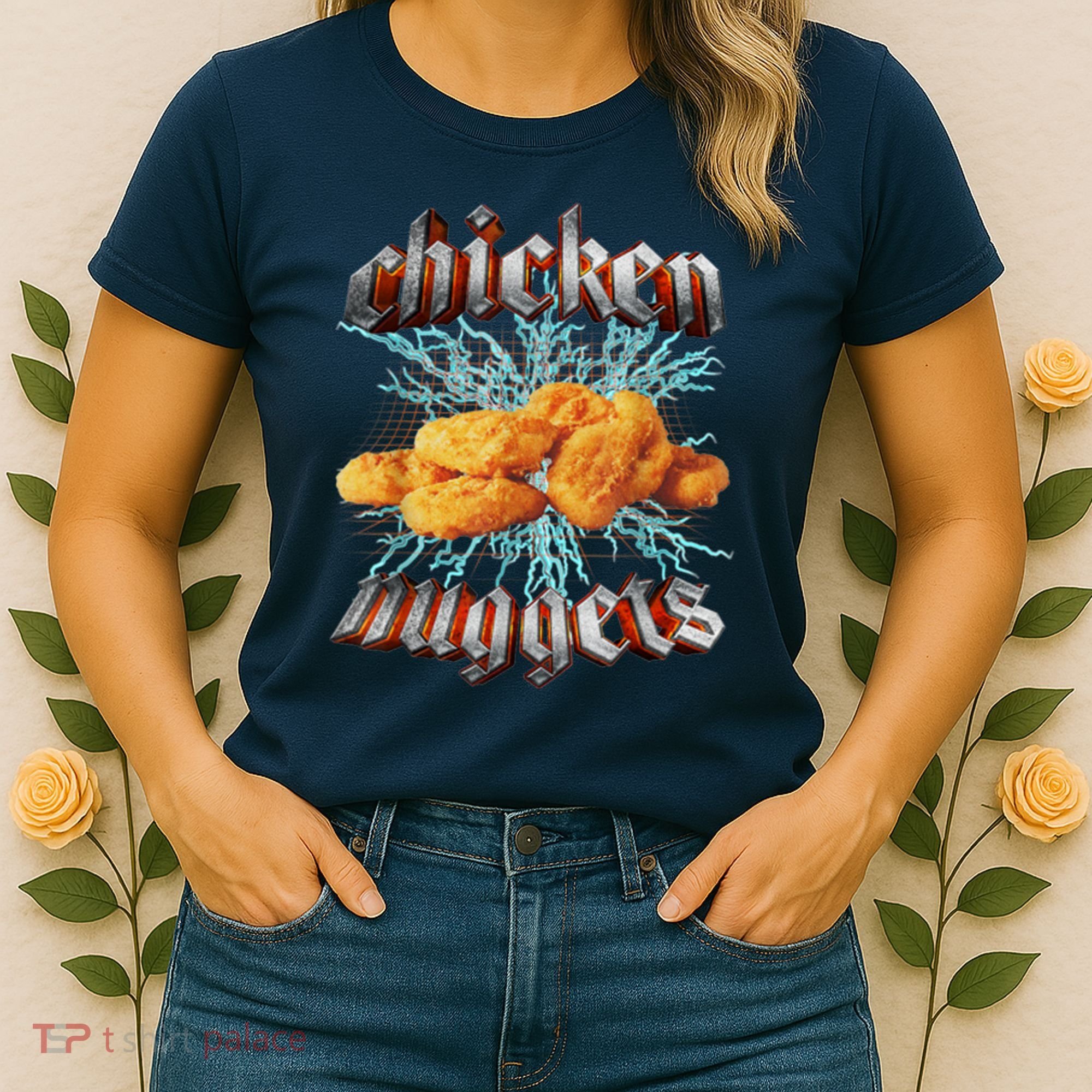 Chicken Nuggets Heavy Metal Funny Women's T-Shirt