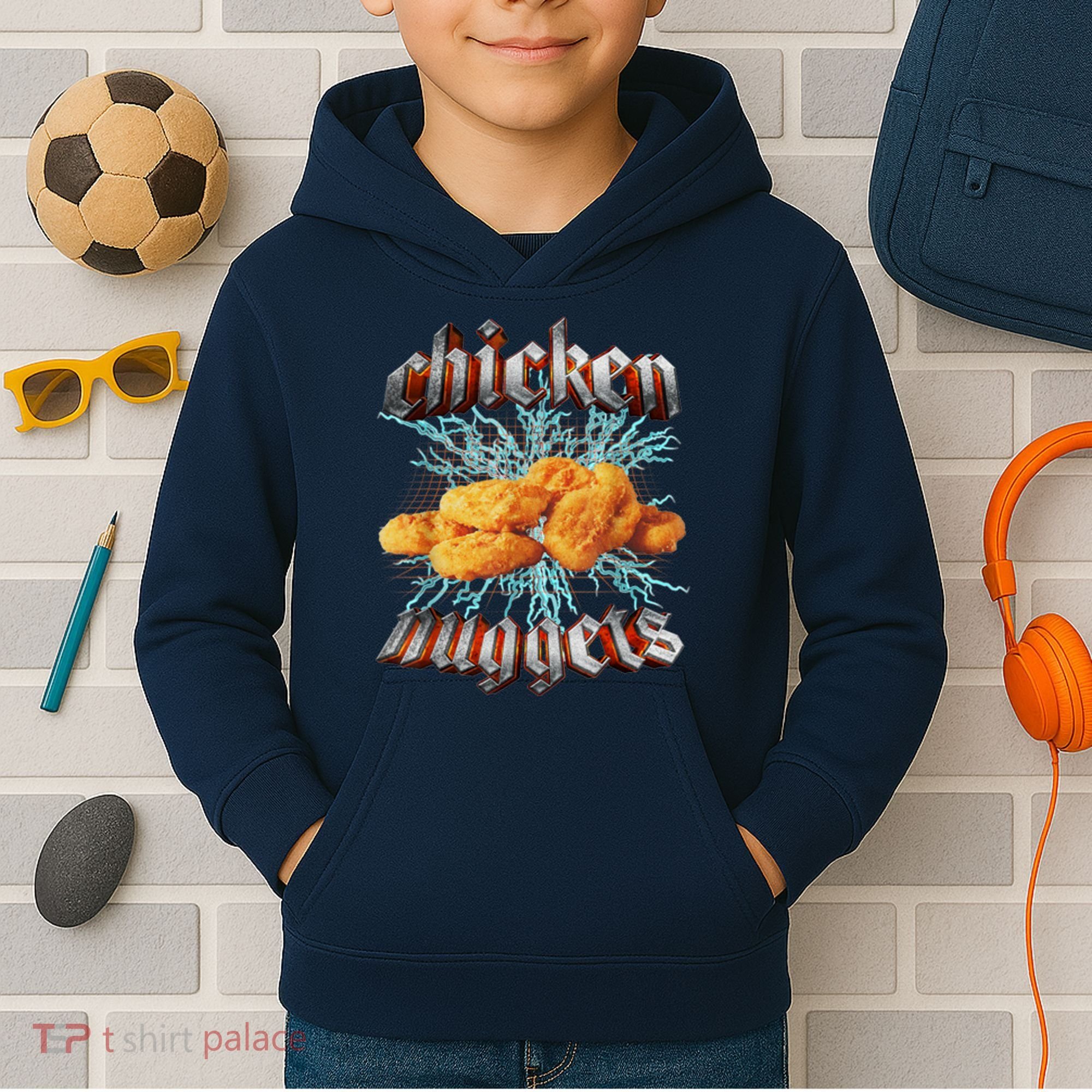 Chicken Nuggets Heavy Metal Funny Kids Hoodie