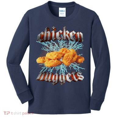 Chicken Nuggets Heavy Metal Funny Kids Long Sleeve Shirt