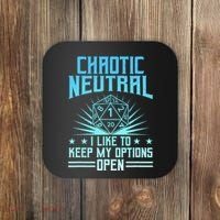 Chaotic Neutral I Like To Keep My Options Open D20 Tabletop Coaster thumb 0