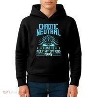 Chaotic Neutral I Like To Keep My Options Open D20 Tabletop Kids Hoodie thumb 4