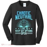 Chaotic Neutral I Like To Keep My Options Open D20 Tabletop Kids Long Sleeve Shirt thumb 0