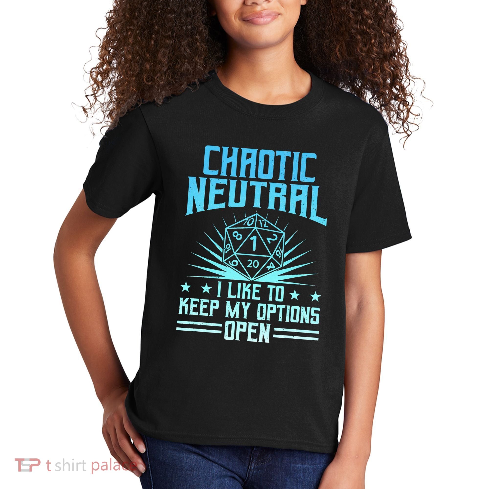 Chaotic Neutral I Like To Keep My Options Open D20 Tabletop Kids T-Shirt