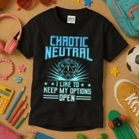Chaotic Neutral I Like To Keep My Options Open D20 Tabletop Kids T-Shirt thumb 3
