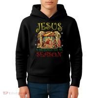 Christmas Nativity Jesus Is The Reason For The Season Manger Kids Hoodie thumb 4