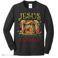 Christmas Nativity Jesus Is The Reason For The Season Manger Kids Long Sleeve Shirt thumb 0