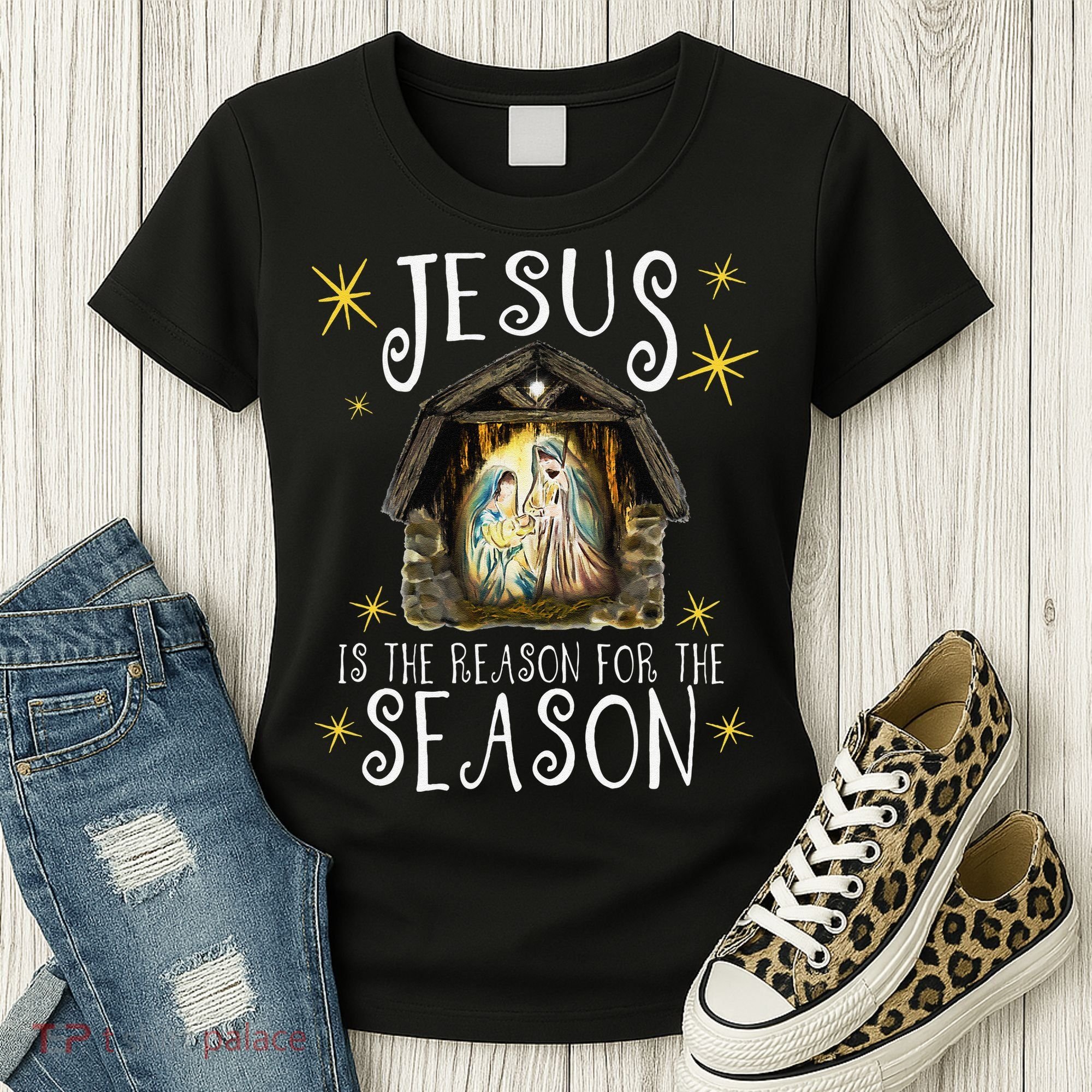 Christmas Nativity Jesus Is The Reason For The Season Manger Women's T-Shirt