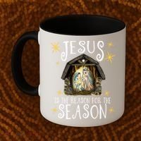Christmas Nativity Jesus Is The Reason For The Season Ger Gift Coffee Mug thumb 2