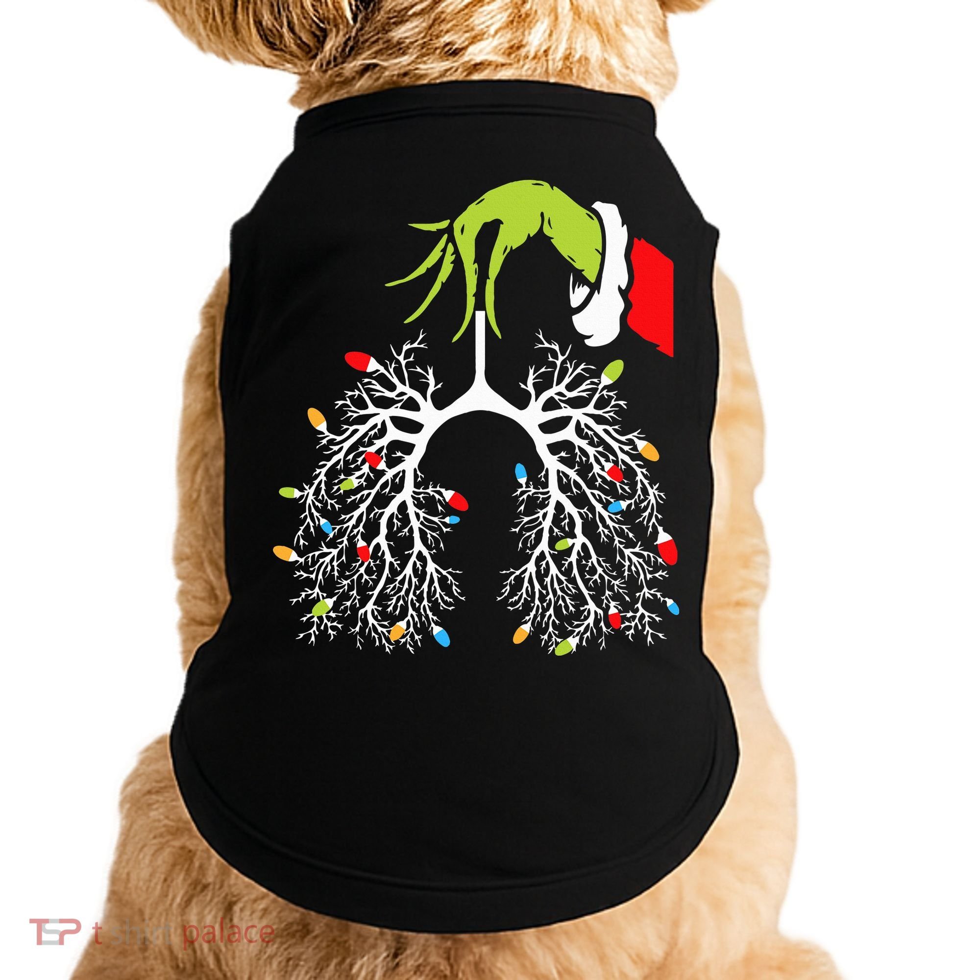 Christmas Nurse Lung Xmas Lights Funny Pulmonologist Xmas Doggie Tank