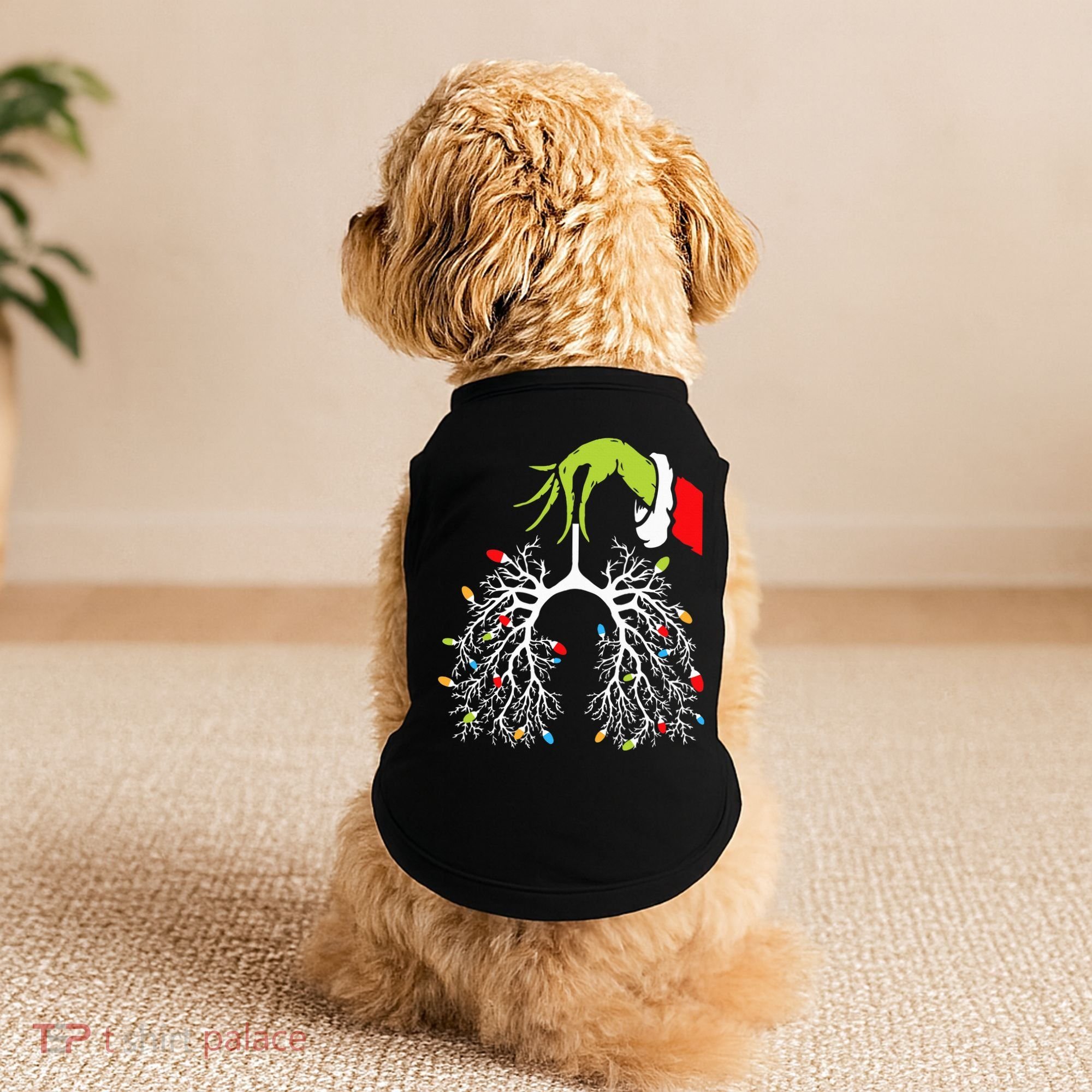 Christmas Nurse Lung Xmas Lights Funny Pulmonologist Xmas Doggie Tank