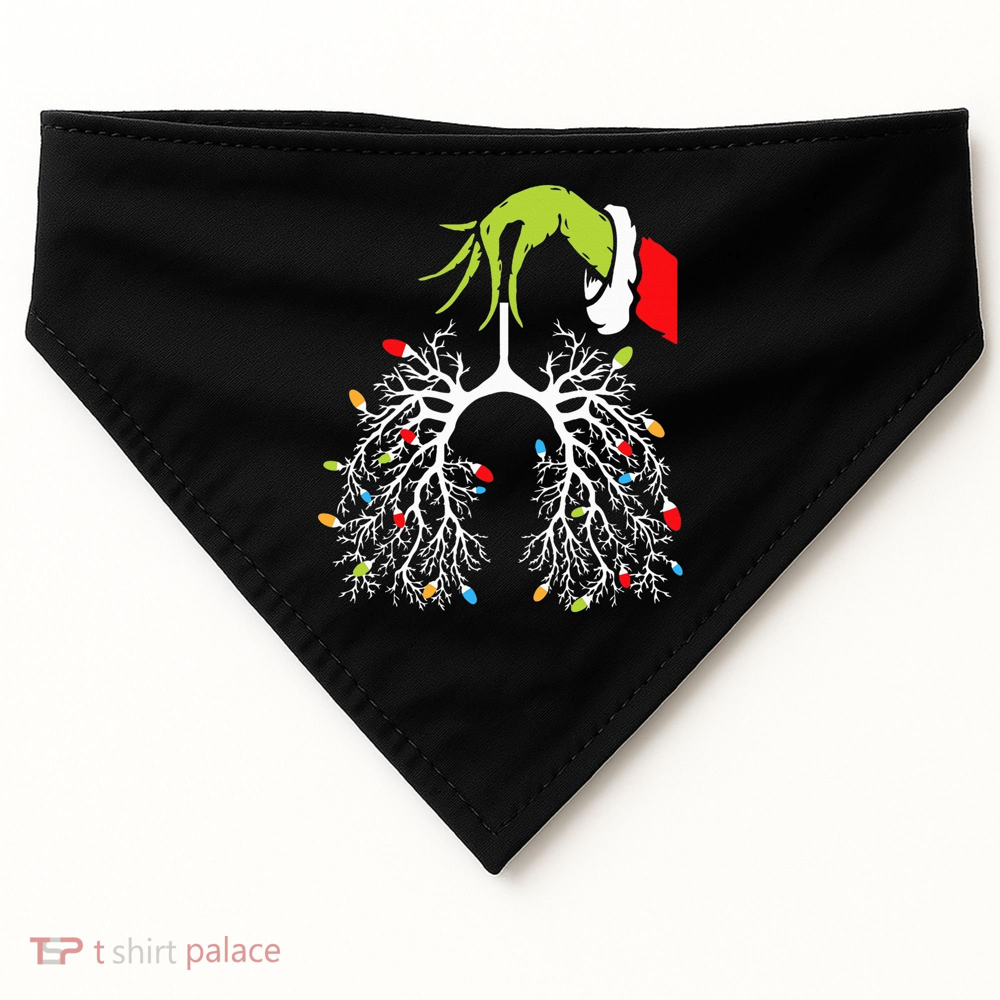 Christmas Nurse Lung Xmas Lights Funny Pulmonologist Xmas USA-Made Doggie Bandana