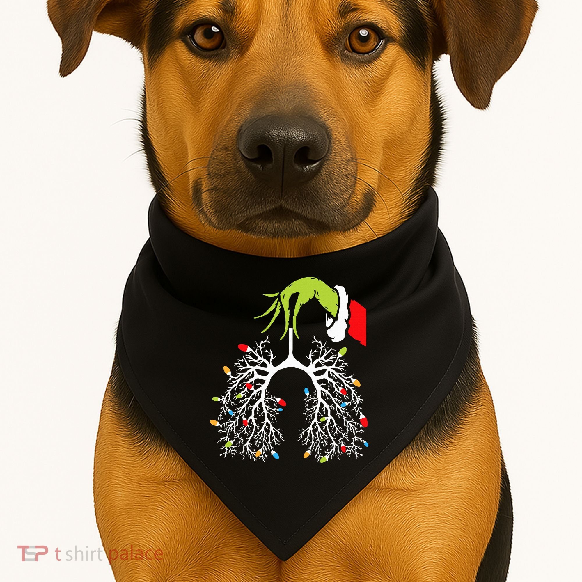 Christmas Nurse Lung Xmas Lights Funny Pulmonologist Xmas USA-Made Doggie Bandana