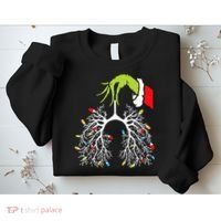 Christmas Nurse Lung Xmas Lights Funny Pulmonologist Xmas Sweatshirt thumb 2