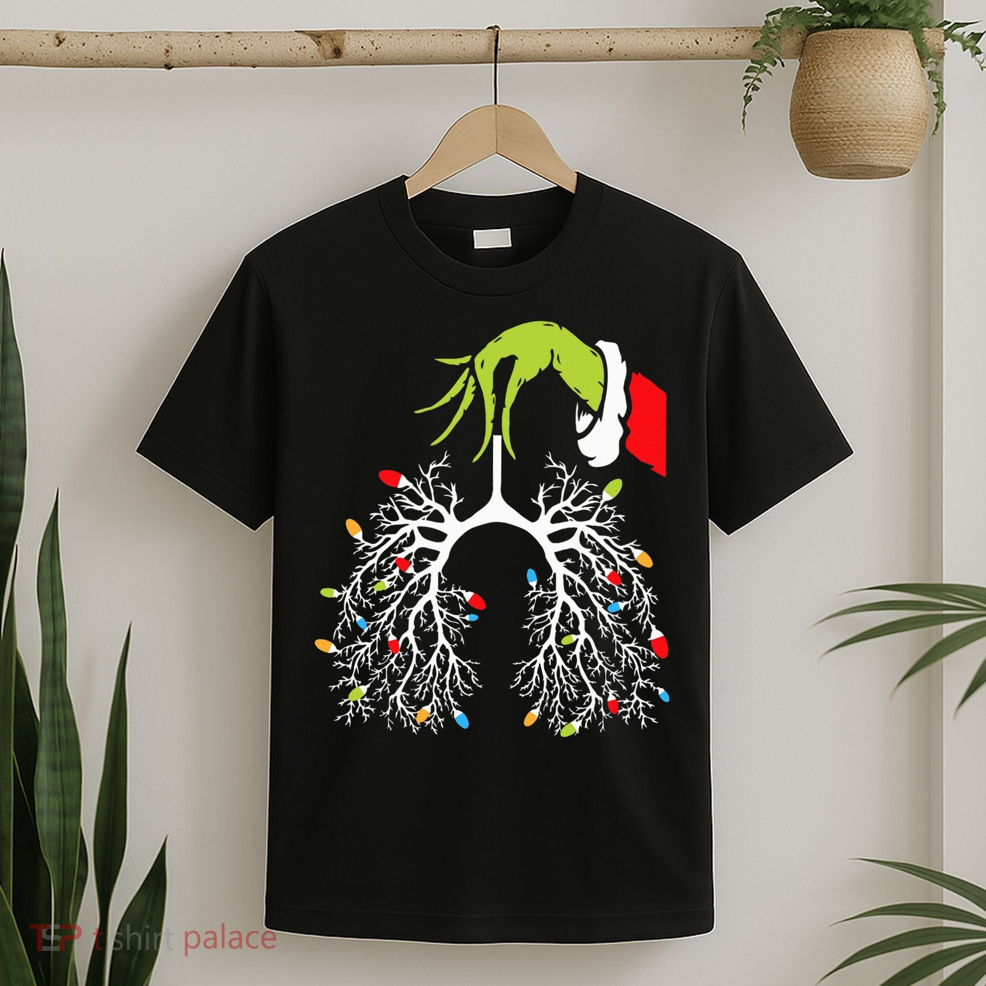 Christmas Nurse Lung Xmas Lights Funny Pulmonologist Xmas T-Shirt