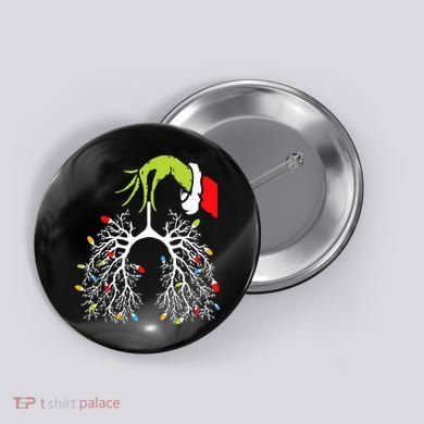 Christmas Nurse Lung Xmas Lights Funny Pulmonologist Xmas Button