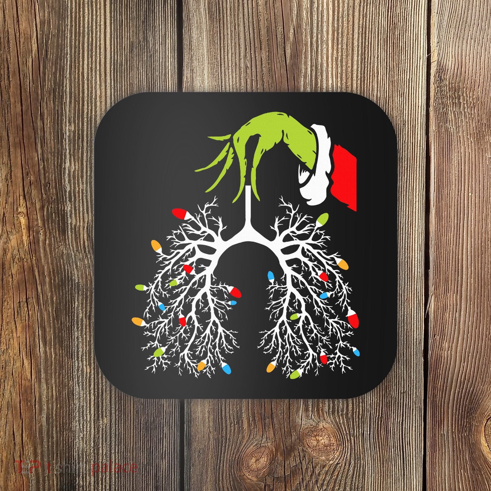 Christmas Nurse Lung Xmas Lights Funny Pulmonologist Xmas Coaster