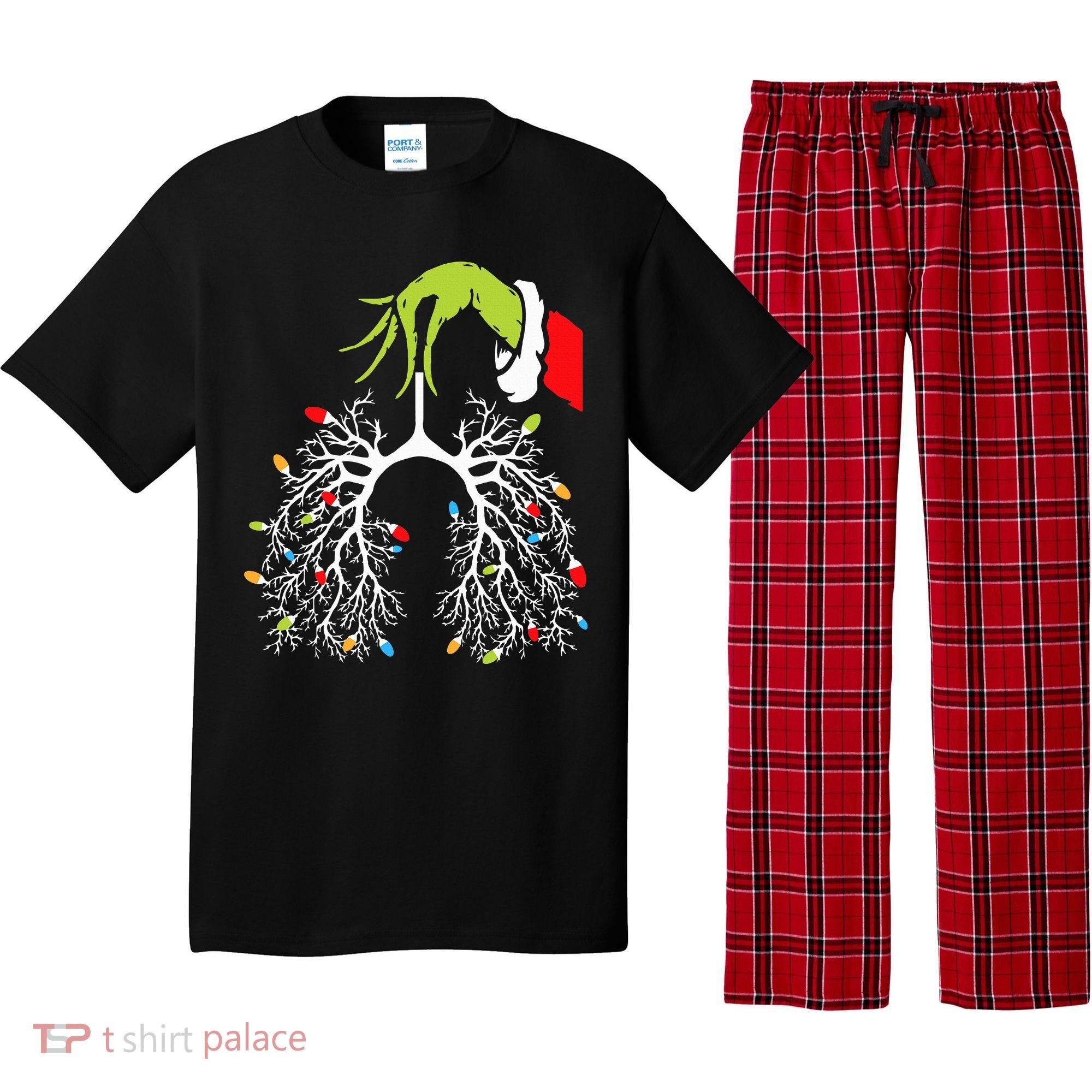 Christmas Nurse Lung Xmas Lights Funny Pulmonologist Xmas Pajama Set