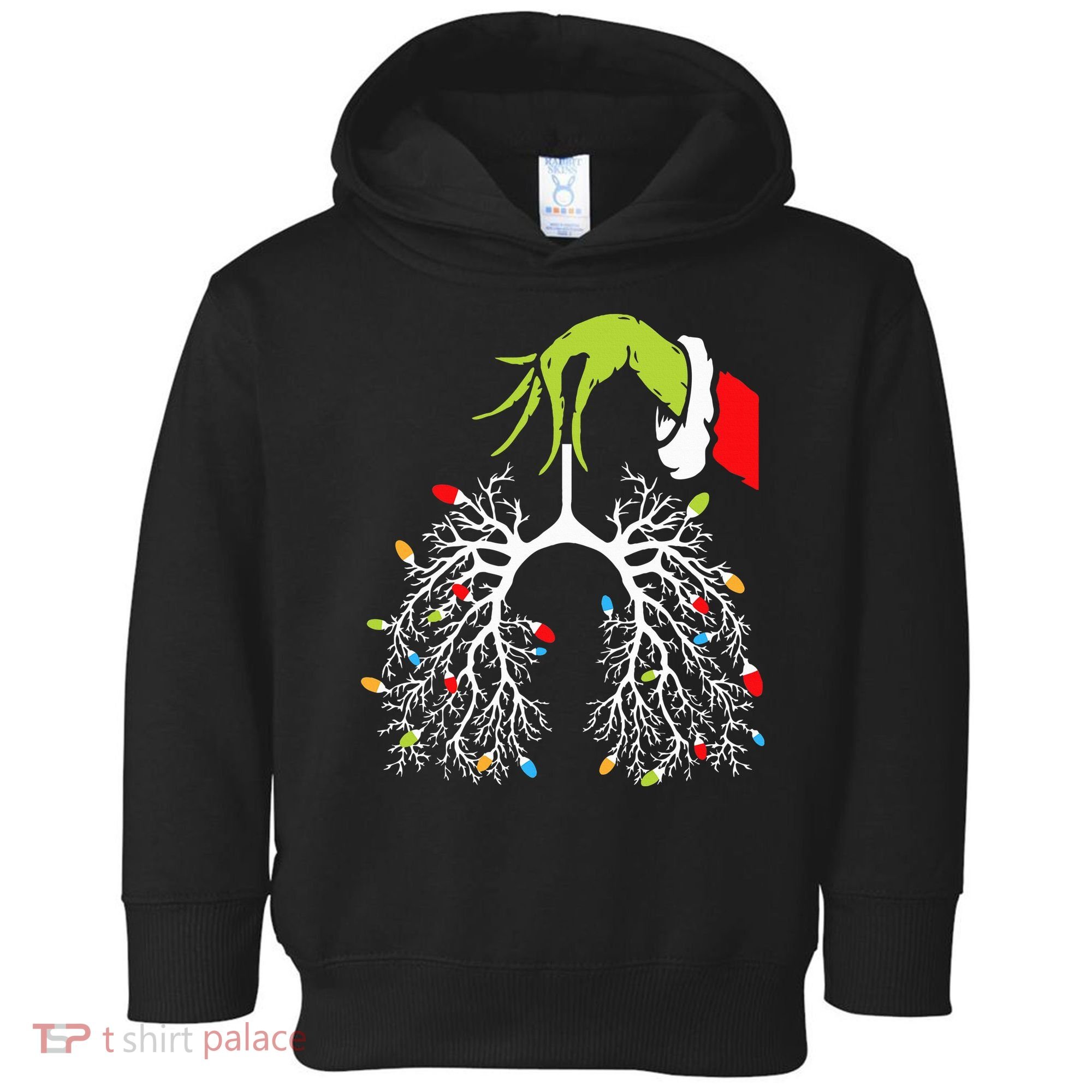 Christmas Nurse Lung Xmas Lights Funny Pulmonologist Xmas Toddler Hoodie