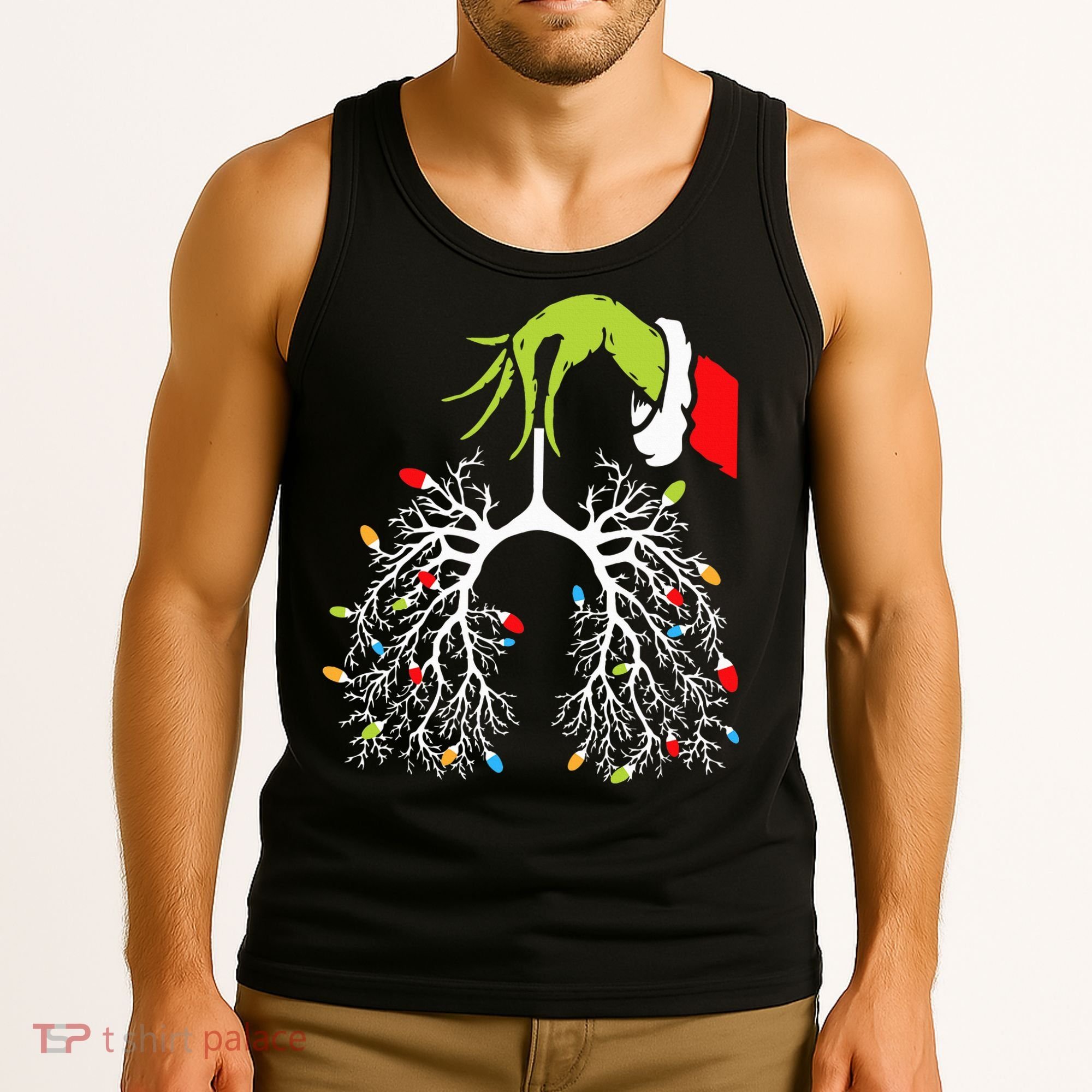 Christmas Nurse Lung Xmas Lights Funny Pulmonologist Xmas Tank Top