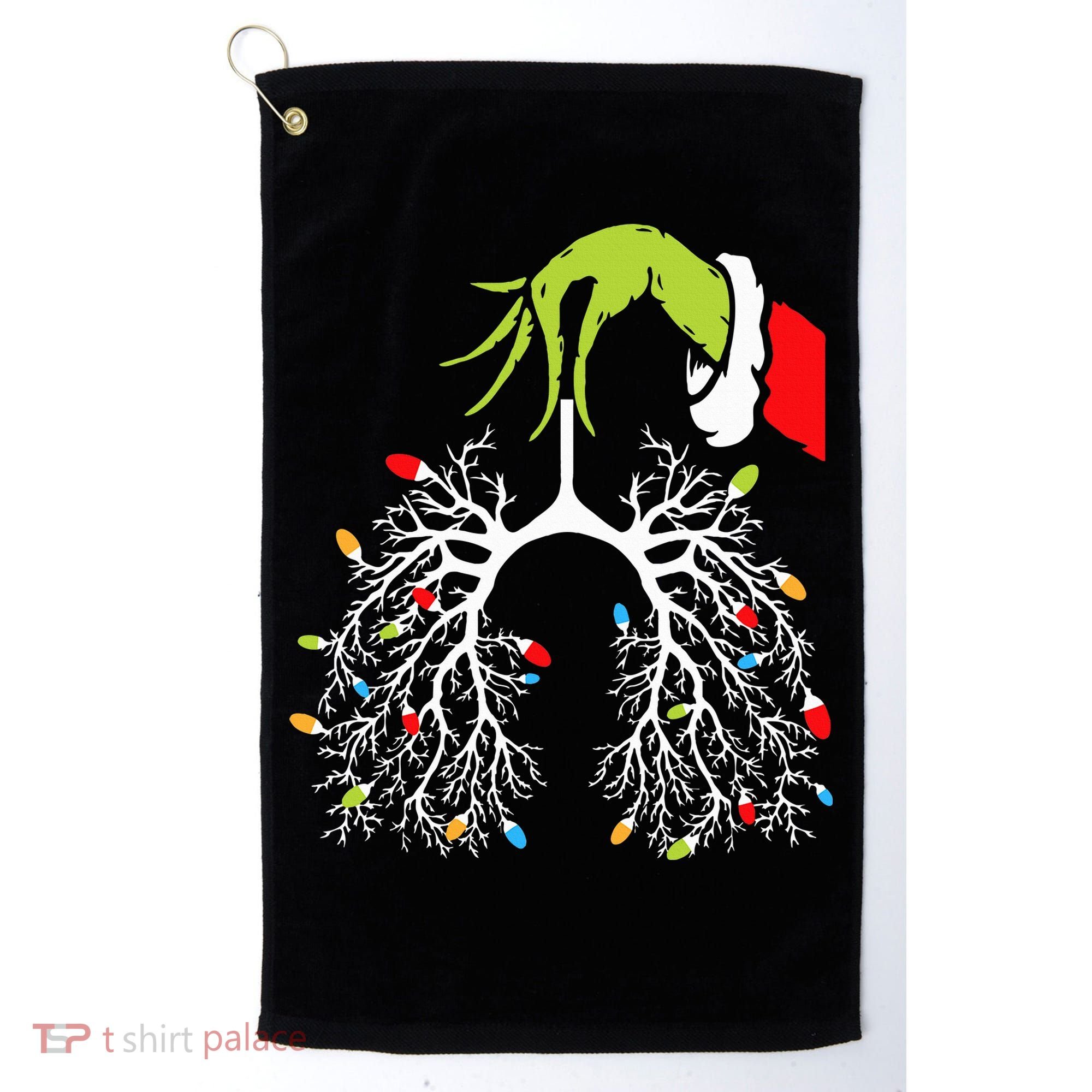 Christmas Nurse Lung Xmas Lights Funny Pulmonologist Xmas Golf Towel