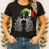 Christmas Nurse Lung Xmas Lights Funny Pulmonologist Xmas Women's T-Shirt thumb 2