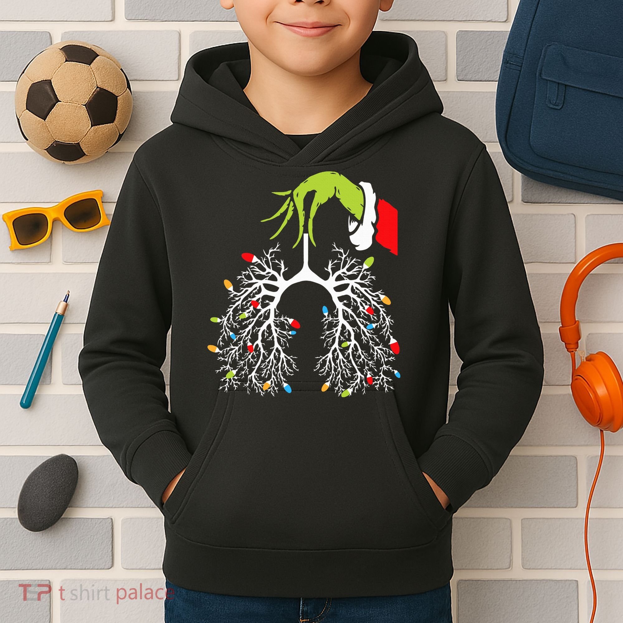 Christmas Nurse Lung Xmas Lights Funny Pulmonologist Xmas Kids Hoodie