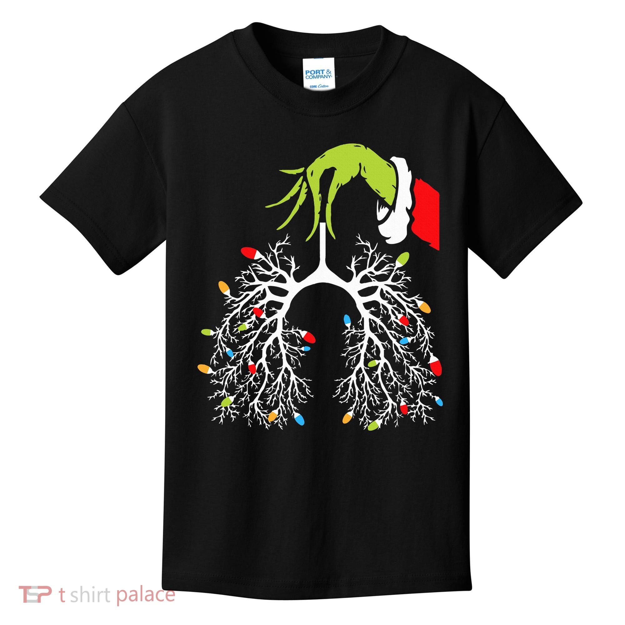 Christmas Nurse Lung Xmas Lights Funny Pulmonologist Xmas Kids T-Shirt
