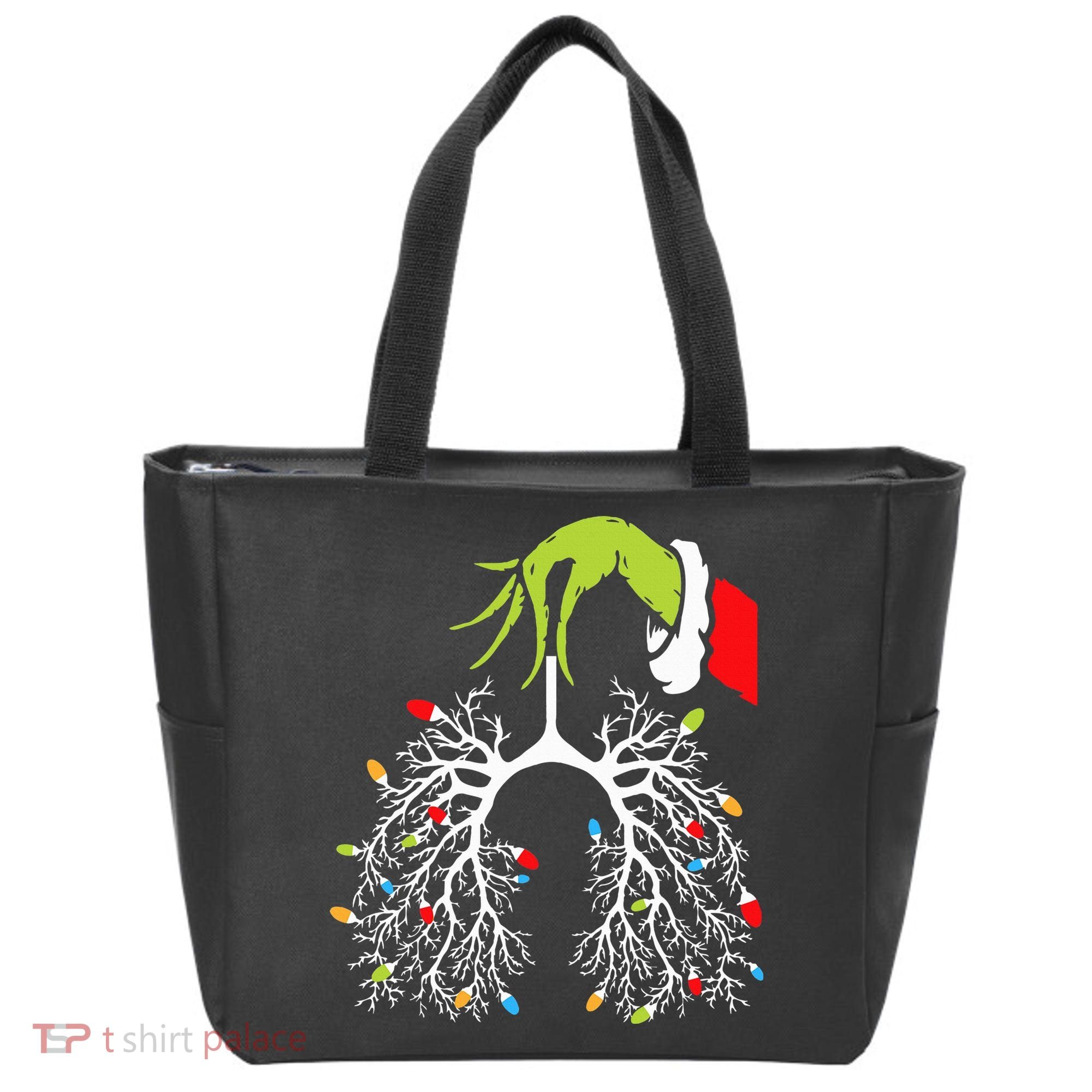 Christmas Nurse Lung Xmas Lights Funny Pulmonologist Xmas Tote Bag