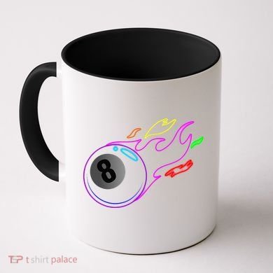 Colorful Neon Lights Eight Ball Billiards Pool Coffee Mug