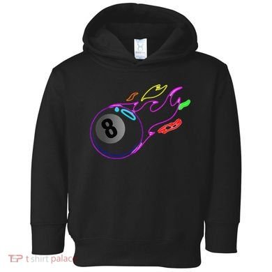Colorful Neon Lights Eight Ball Billiards Pool Toddler Hoodie