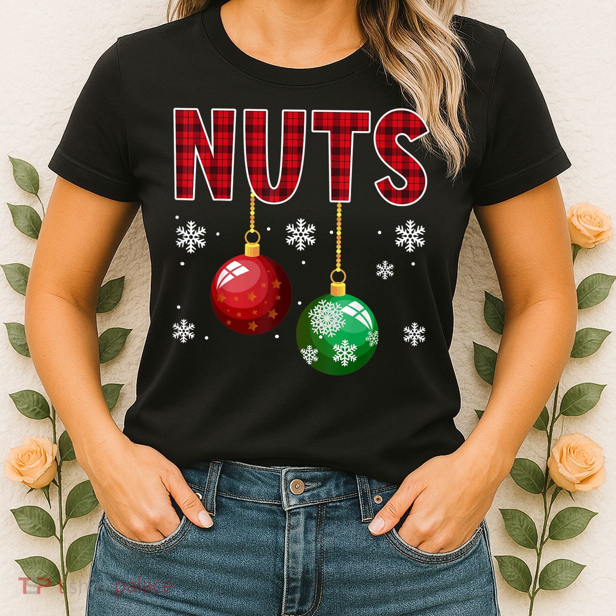 Chest Nuts Matching Chestnuts Funny Christmas Couples Nuts Women's T-Shirt