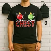 Chest Nuts Matching Chestnuts Funny Christmas Couples Chest T-Shirt thumb 6